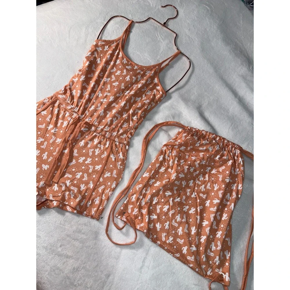 COSA BELLA  Sweet Dreams orange  Girls Pajama‎ Romper Set Size XL New